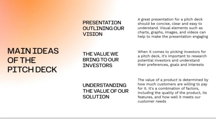 Modelo de apresentação Pitch deck de degradê minimalista