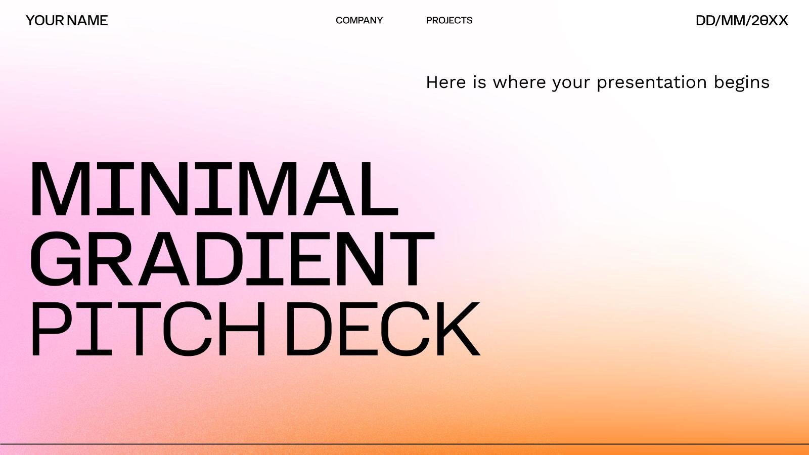 Minimal Gradient Pitch Deck presentation template 