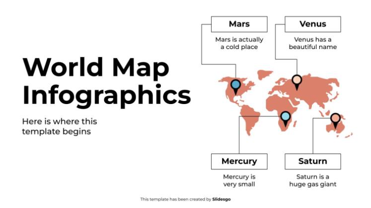 Modelo de apresentação Infográficos de mapa-múndi