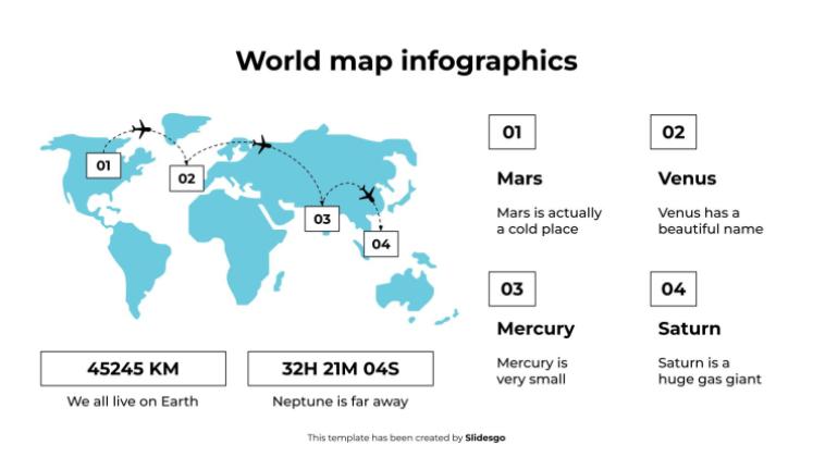 Modelo de apresentação Infográficos de mapa-múndi