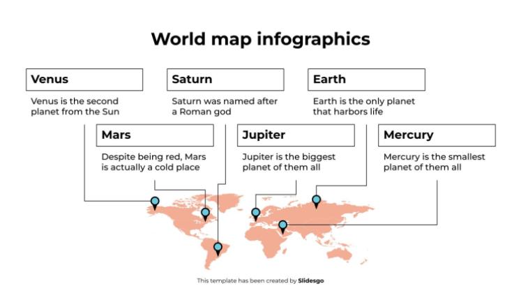 Modelo de apresentação Infográficos de mapa-múndi