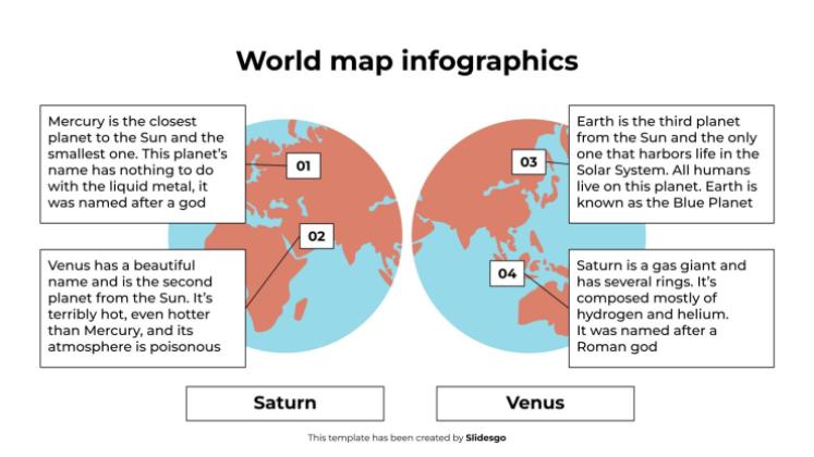 Modelo de apresentação Infográficos de mapa-múndi