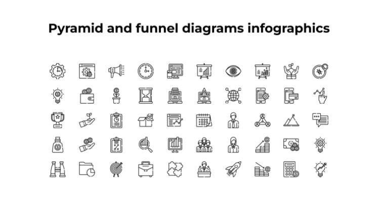 Pyramid and Funnel Diagrams Infographics presentation template 