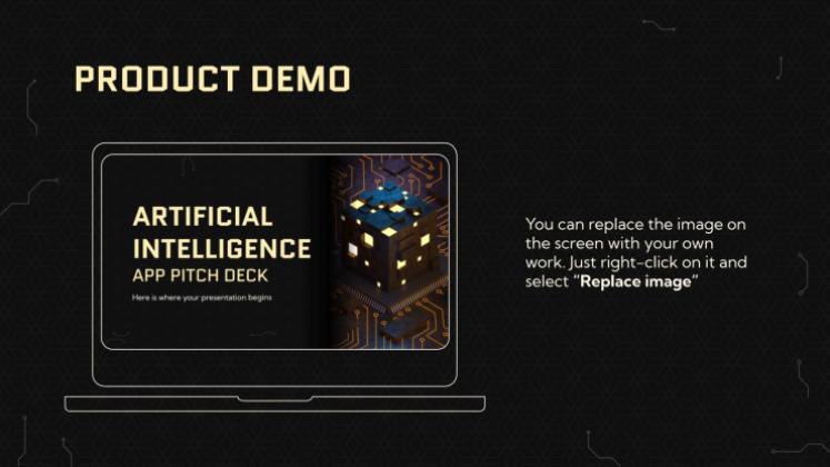Plantilla de presentación Pitch deck para una app de inteligencia artificial