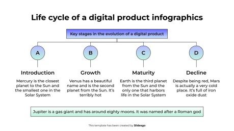 Infografiken zum Lebenszyklus eines digitalen Produkts Präsentationsvorlage