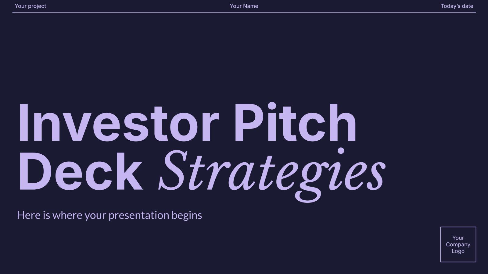 Investor Pitch Deck Strategies presentation template 