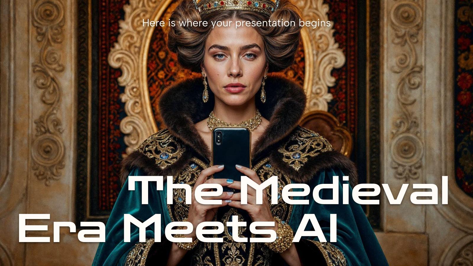 Das Mittelalter trifft auf KI Präsentationsvorlage