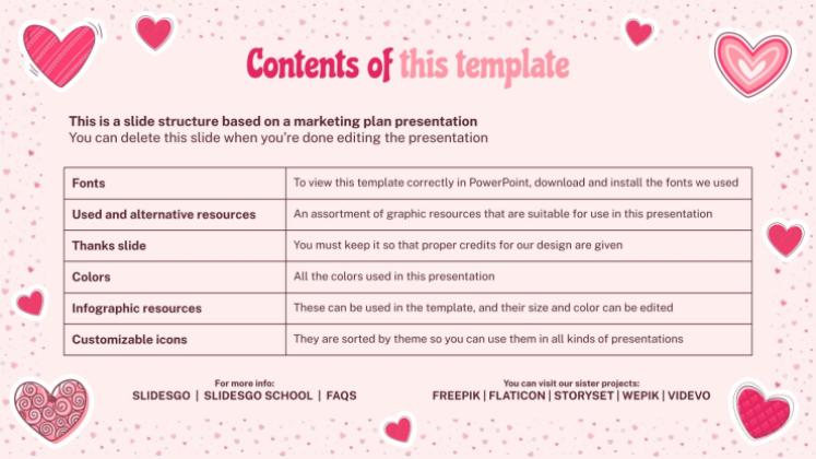 Lovely Hearts Pattern MK Plan presentation template 