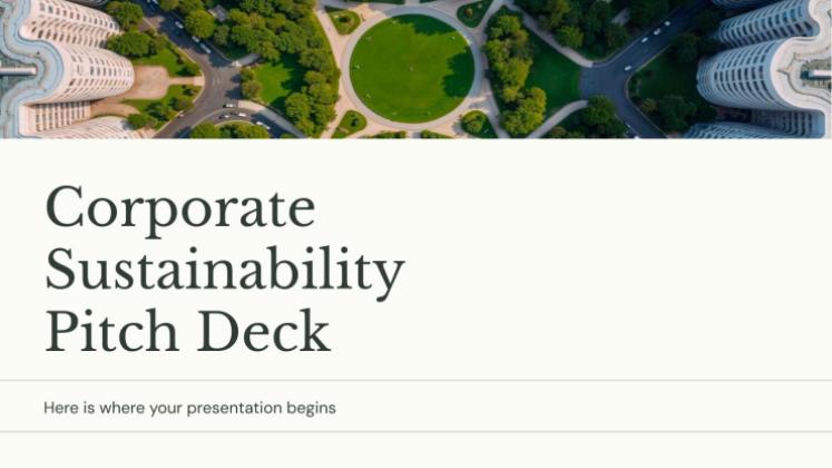 Corporate Sustainability Pitch Deck presentation template 