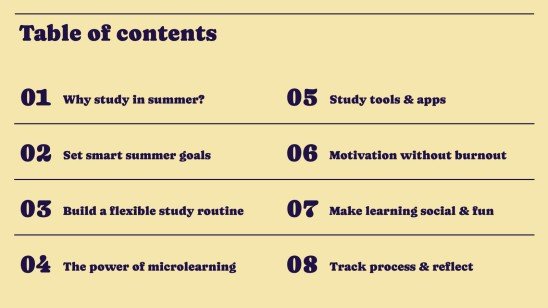 Lerntipps für den Sommer Präsentationsvorlage