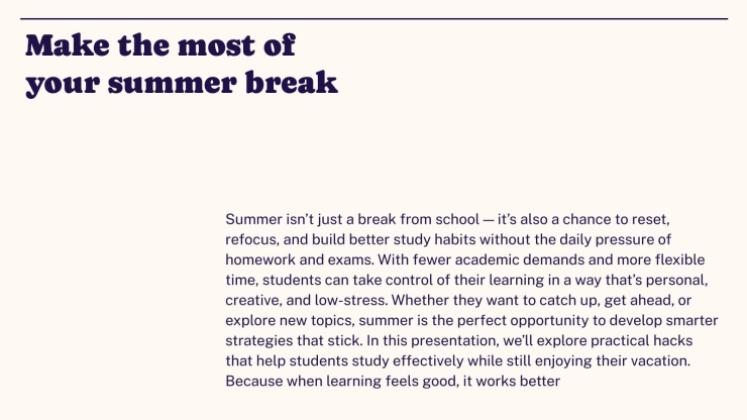 Lerntipps für den Sommer Präsentationsvorlage