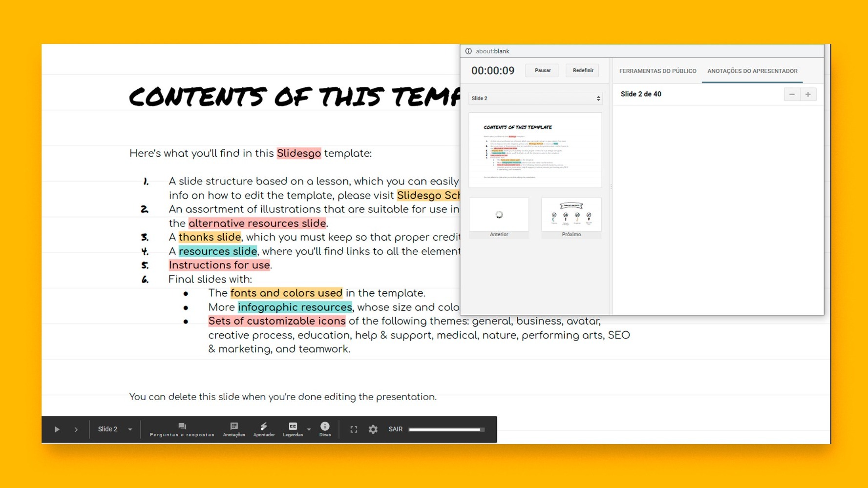 Como adicionar e trabalhar com anotações do apresentador no Google Slides | Tutoriais e Dicas de apresentação