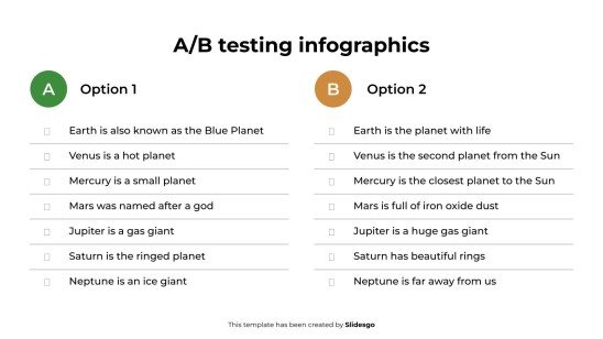 Infographies sur les tests A/B Modèles de présentation