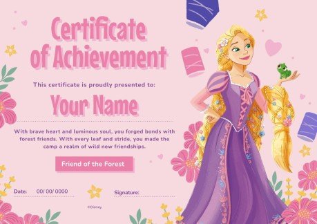 Plantilla de presentación Diploma de las Princesas Disney y sus amigos