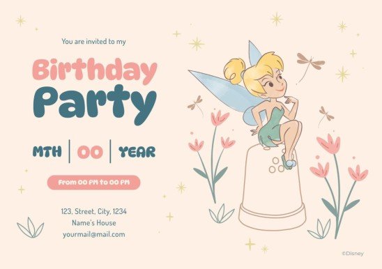 Plantilla de presentación Invitación de cumpleaños de Campanilla