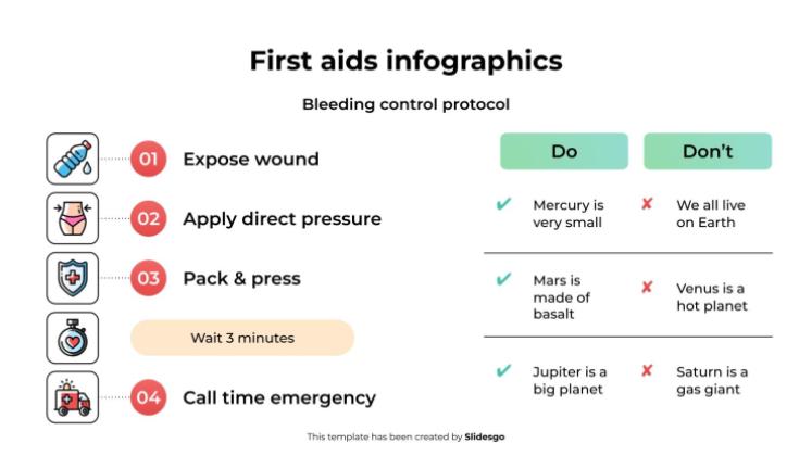 Infographies sur les premiers secours Modèles de présentation
