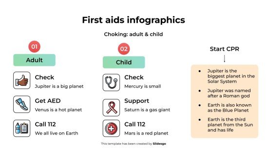 Infographies sur les premiers secours Modèles de présentation