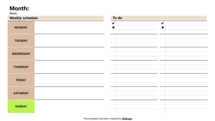 Modelo de apresentação Planejador Semanal Profissional