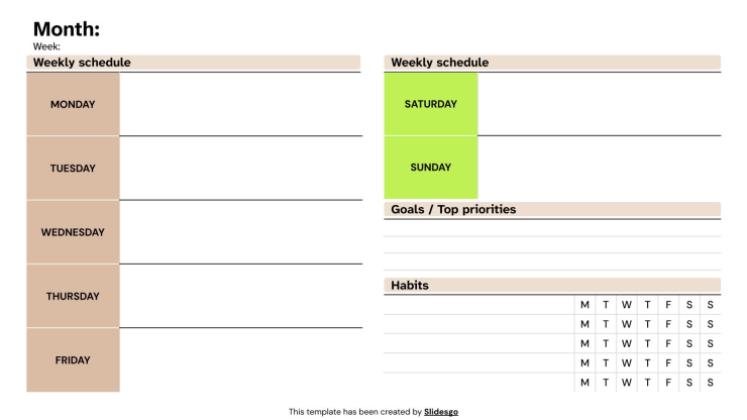 Modelo de apresentação Planejador Semanal Profissional