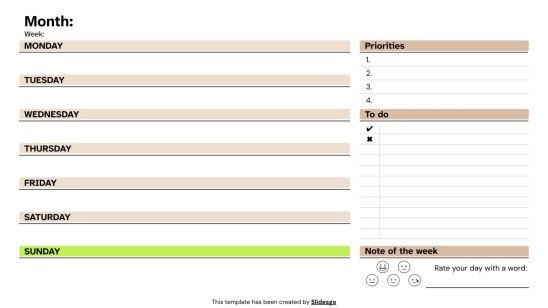 Modelo de apresentação Planejador Semanal Profissional