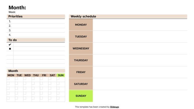 Modelo de apresentação Planejador Semanal Profissional