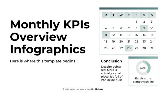 월별 KPI 개요 인포그래픽 프레젠테이션 템플릿