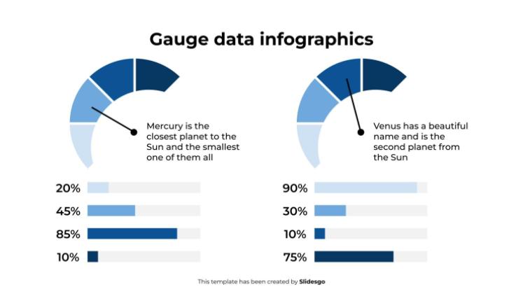 Plantilla de presentación Infografías de datos de calibre