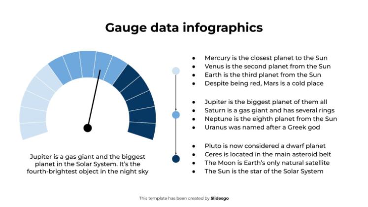 Plantilla de presentación Infografías de datos de calibre