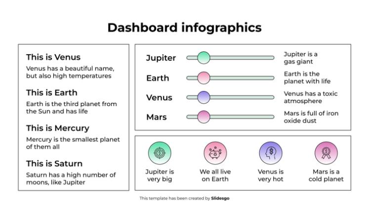 Plantilla de presentación Infografías del tablero de instrumentos