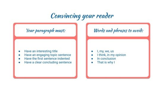 Organizer um dein persuasives Schreiben zu verbessern Präsentationsvorlage