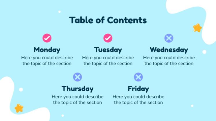 Planificateur hebdomadaire pour l’école primaire Modèles de présentation