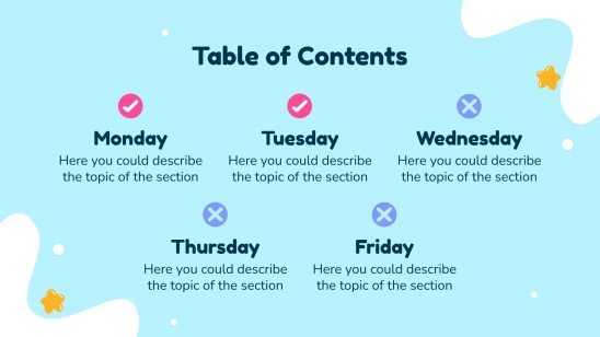 Planificateur hebdomadaire pour l’école primaire Modèles de présentation