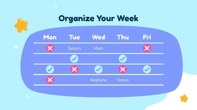 Planificateur hebdomadaire pour l’école primaire Modèles de présentation