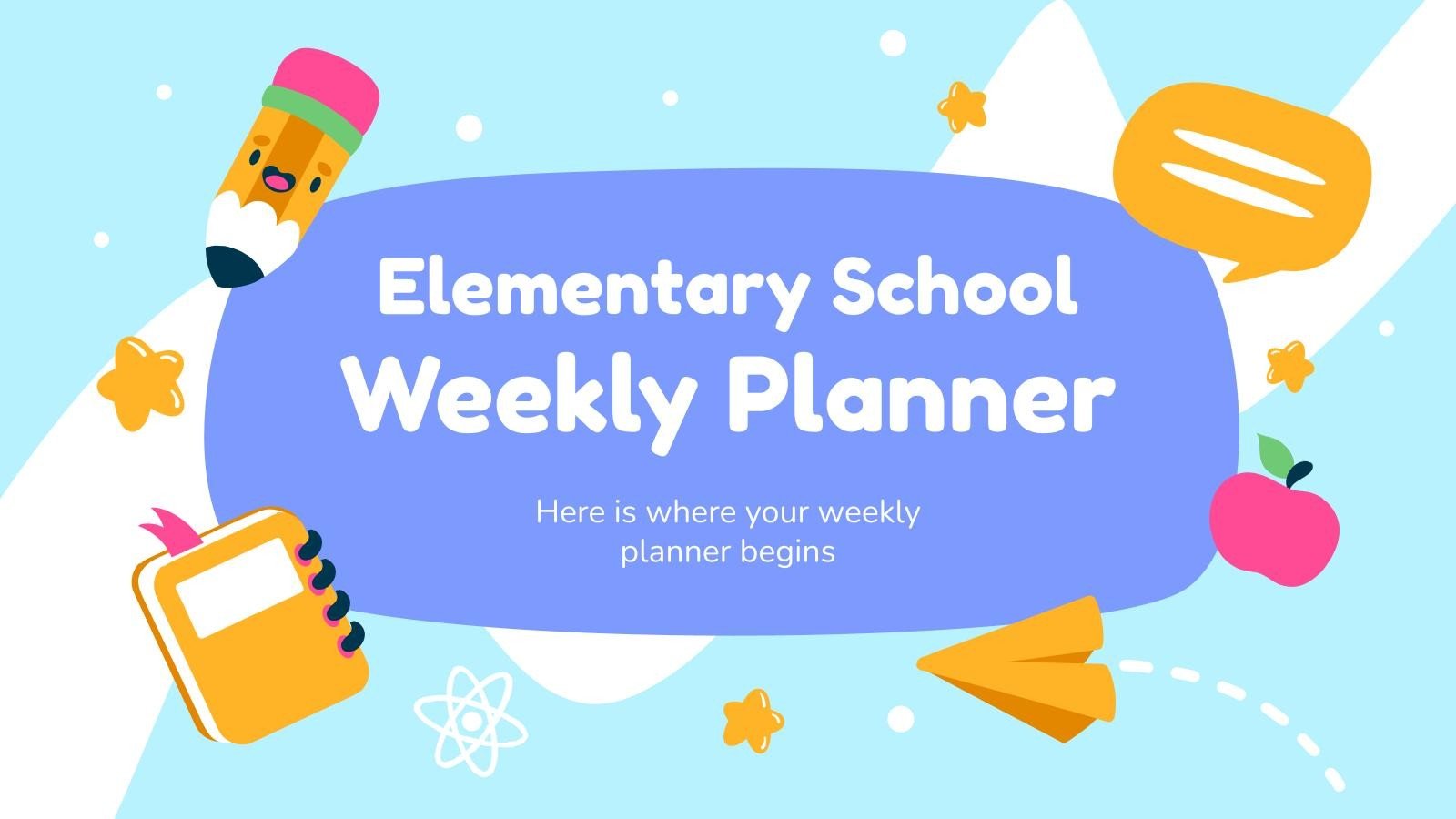 Elementary School Weekly Planner presentation template 
