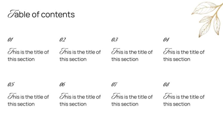 우아한 화이트와 골드 디자인 프레젠테이션 템플릿