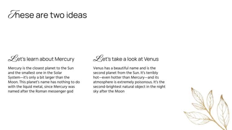 우아한 화이트와 골드 디자인 프레젠테이션 템플릿