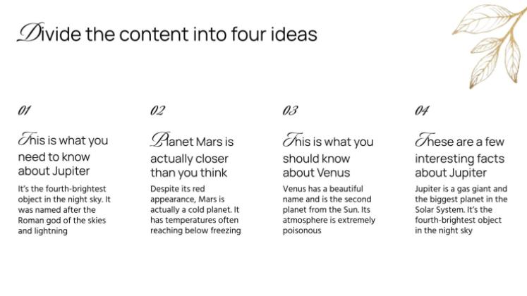 우아한 화이트와 골드 디자인 프레젠테이션 템플릿