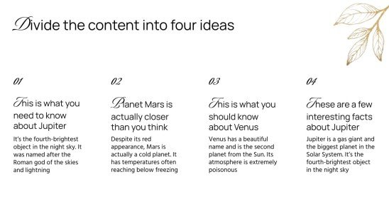 우아한 화이트와 골드 디자인 프레젠테이션 템플릿