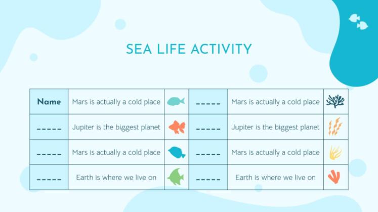 Plantilla de presentación Vida marina