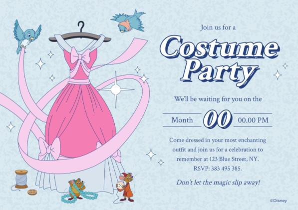 Invitation à la fête costumée de Cendrillon Modèles de présentation