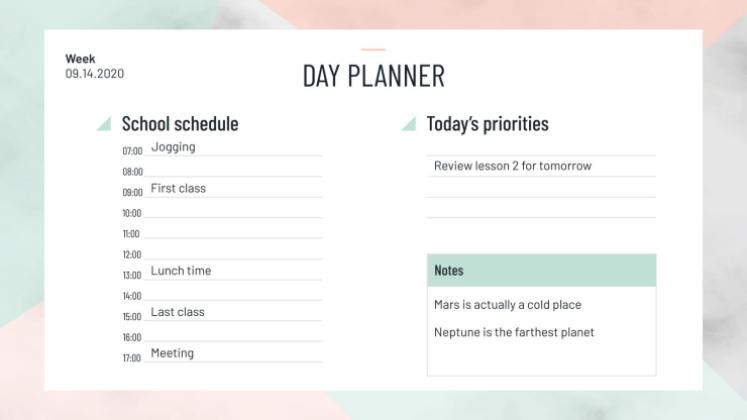 미니멀한 HS 주간 플래너 프레젠테이션 템플릿