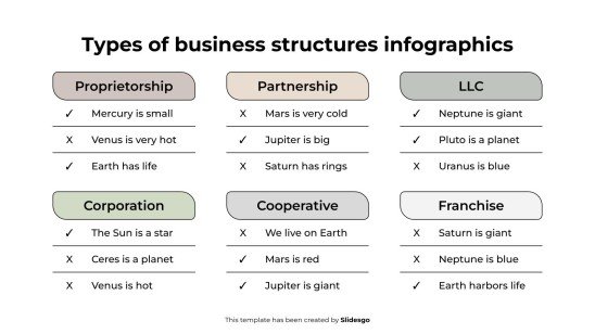 Types of Business Structures Infographics presentation template 