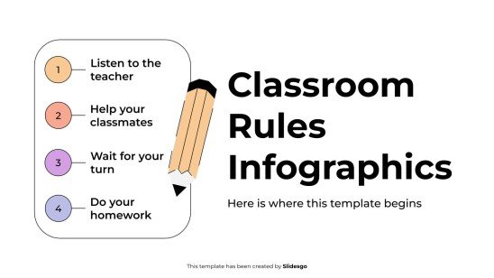 Plantilla de presentación Infografía de las reglas del aula