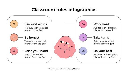 Plantilla de presentación Infografía de las reglas del aula
