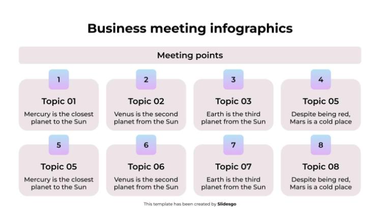 Plantilla de presentación Infografías de reuniones de negocios