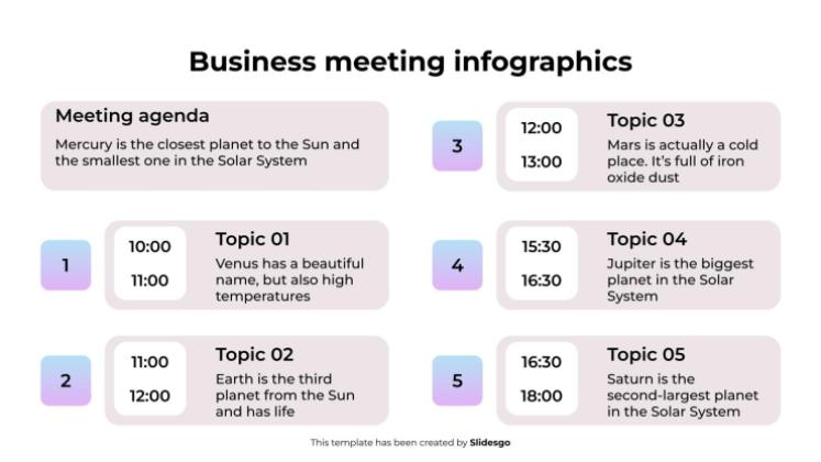 Plantilla de presentación Infografías de reuniones de negocios
