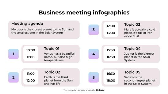 Plantilla de presentación Infografías de reuniones de negocios