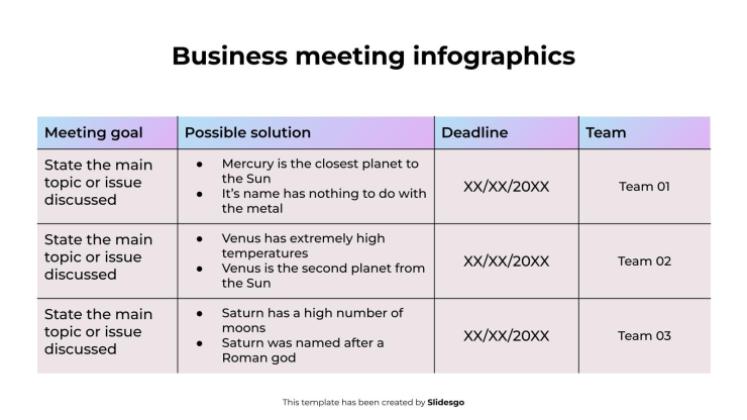 Plantilla de presentación Infografías de reuniones de negocios