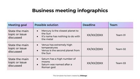 Plantilla de presentación Infografías de reuniones de negocios