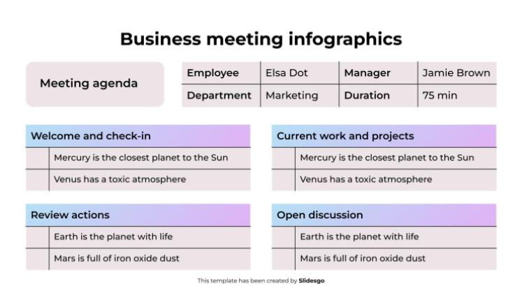 Plantilla de presentación Infografías de reuniones de negocios